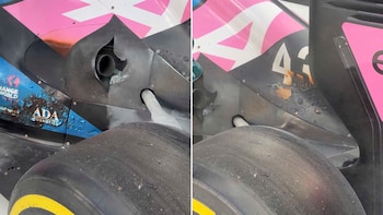 Así quedó el auto de Colapinto tras el principio de incendio en el cierre de su exhibición en Buenos Aires