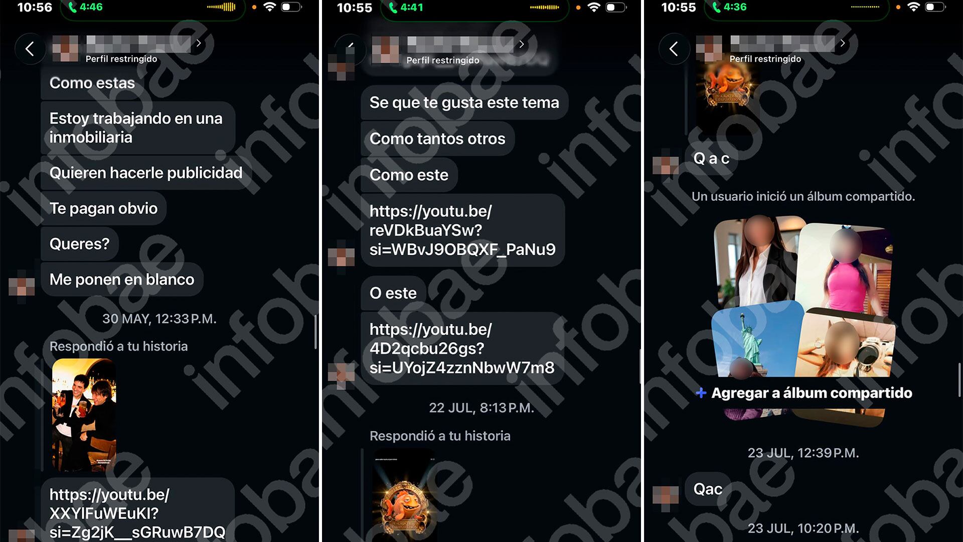 La mujer le enviaba links de canciones y le ofrecía hacer canjes