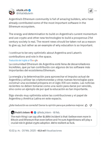 La publicación de Buterin en