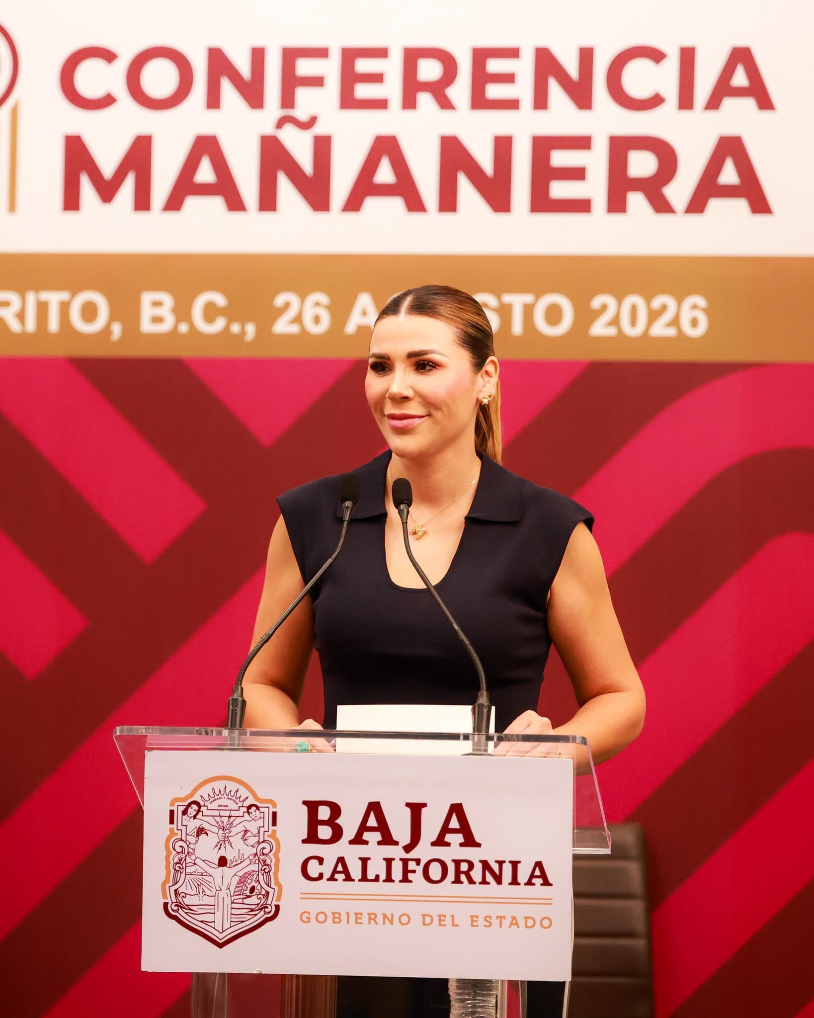 La gobernadora agradeció a las fuerzas federales por el apoyo brindado a la entidad. Crédito: Gobierno de Baja California