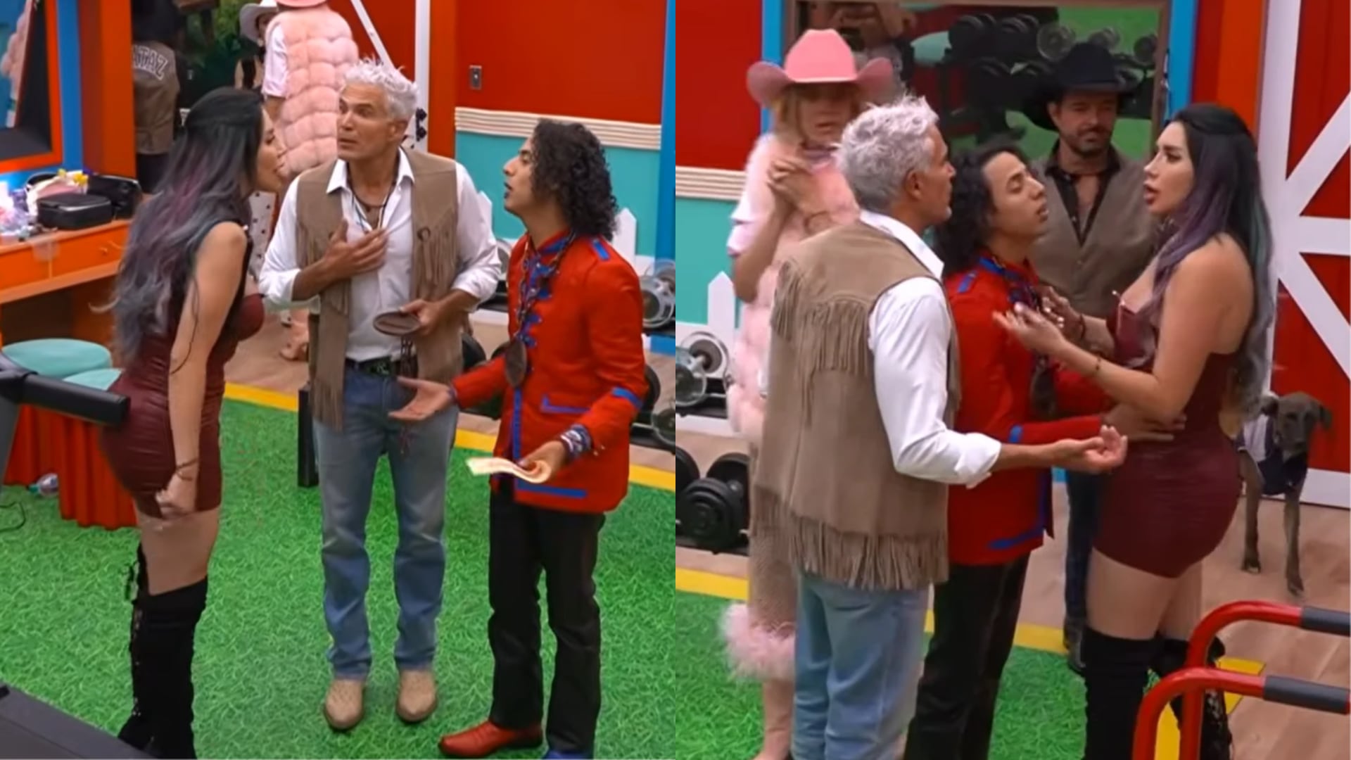 Julio Camejo y La Bebeshita protagonizan un tenso cruce de palabras en La Granja VIP, luego de que la influencer lo acusara de empujarla durante un festejo colectivo. (Captura de pantalla )