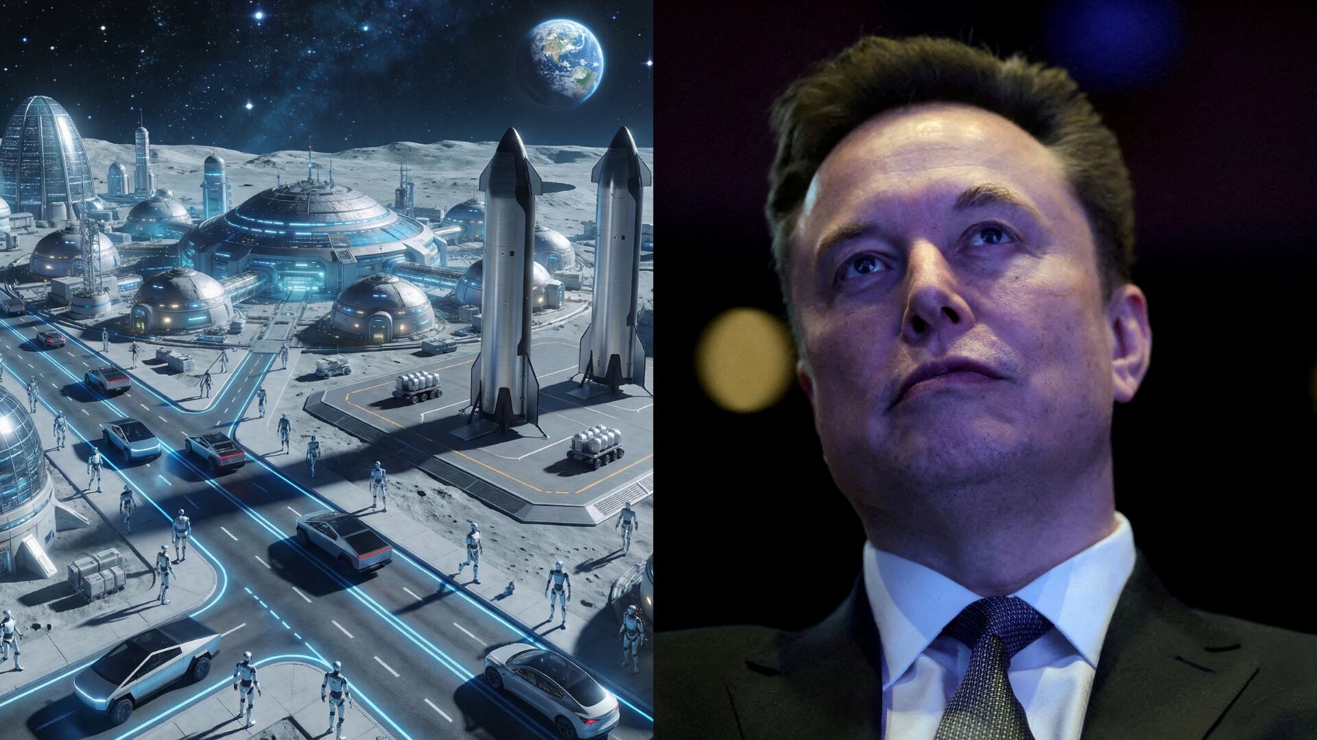 La imagen de la izquierda fue compatidoa por elon musk en su p cuenta de X. (Composición Infobae: X Freeze / REUTERS/Evelyn Hockstein)