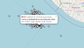 Sismo de 5.1 en Ciudad Hidalgo, Chiapas este 18 de julio. (Servicio Sismológico Nacional)