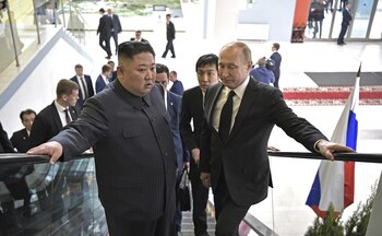 Kim y Putin durante su