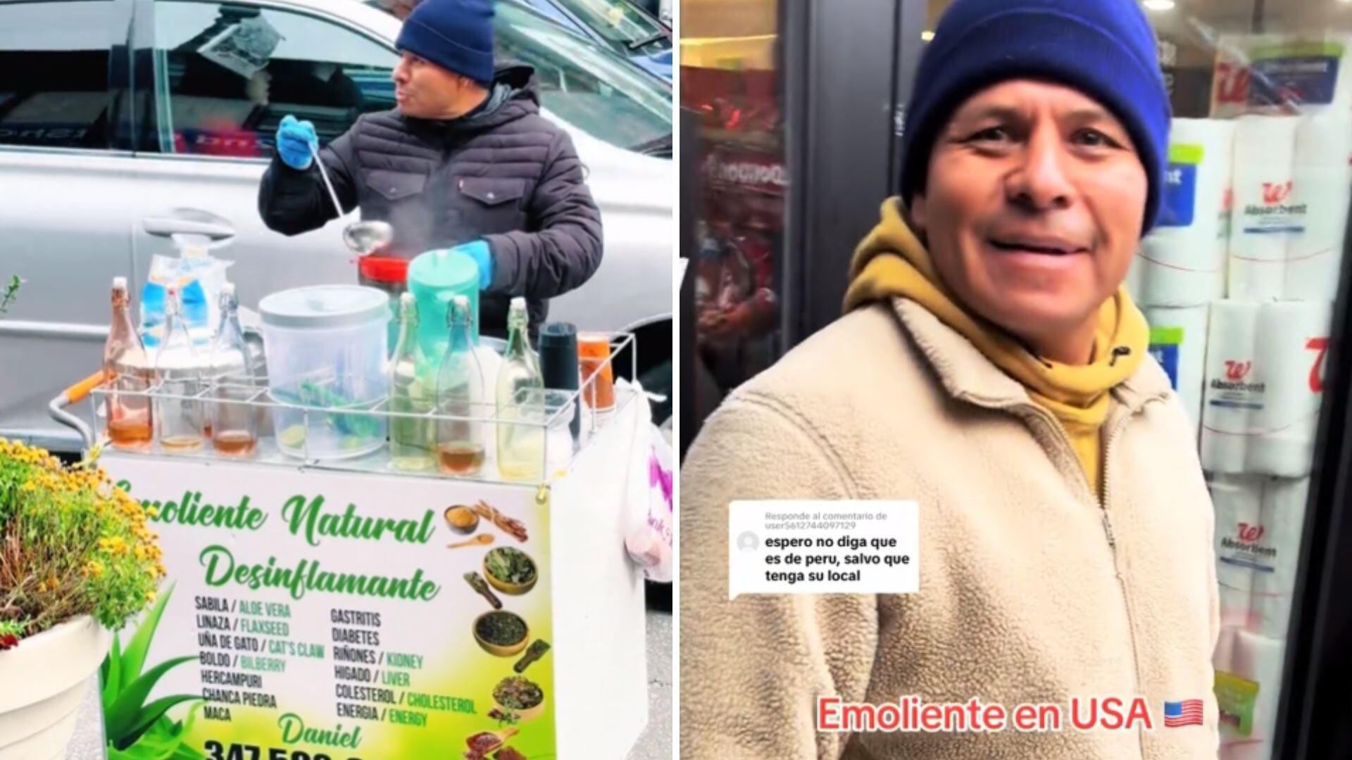 Peruano sorprende con carrito emolientero en Estados Unidos y es furor en redes.