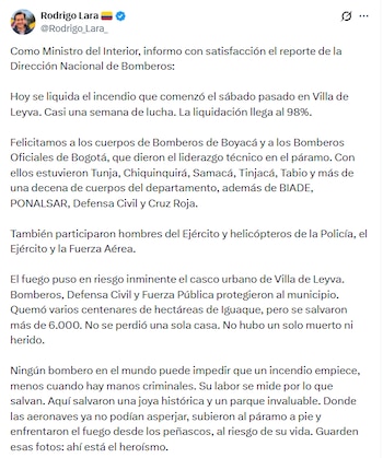 El balance oficial reveló que no hubo viviendas destruidas ni personas muertas o heridas en la emergencia - crédito @Rodrigo_Lara_/X