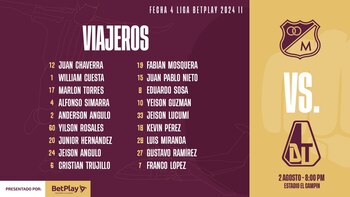 El grupo de jugadores que tendrá el antioqueño David González para el partido de esta noche - crédito @cdtolima / X