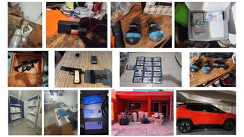 Parte de los objetos y drogas aseguradas en el operativo. (SSPC)