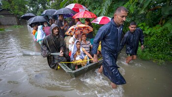 Un hombre lleva en una