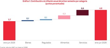 El rubro Servicios, al que se le indexa el aumento del salario mínimo, fue lo que más contribuyó a la inflación en 2026 - crédito Anif