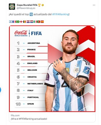 Así quedó el ranking FIFA