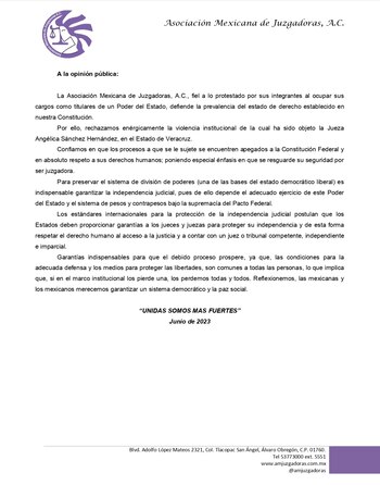 La Asociación Mexicana de Juzgadoras