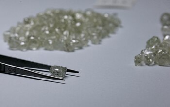 Diamantes exhibidos durante una feria