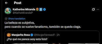 Katherine Miranda contestó al mensaje