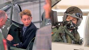 El príncipe George, tras los pasos de la princesa Leonor, subido en un avión de combate a sus 12 años: ya casi supera en altura a Kate Middleton