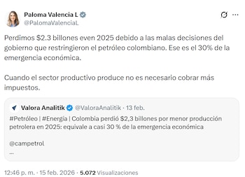 La senadora Paloma Valencia aseguró