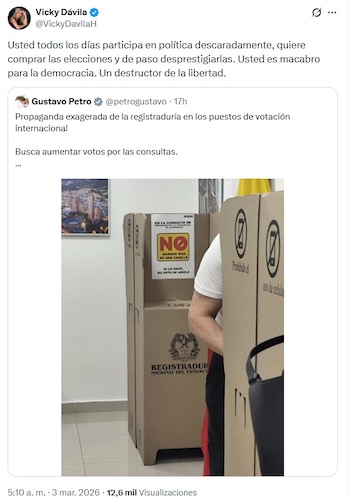 Vicky Dávila se atrevió a decir que el presidente Petro participa en política - crédito @VickyDavilaH/X