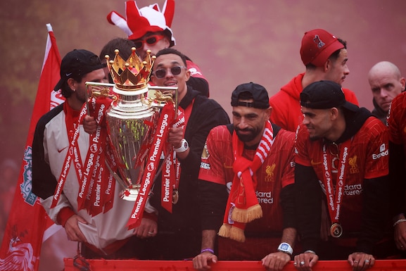 Liverpool celebrating its Premier League title