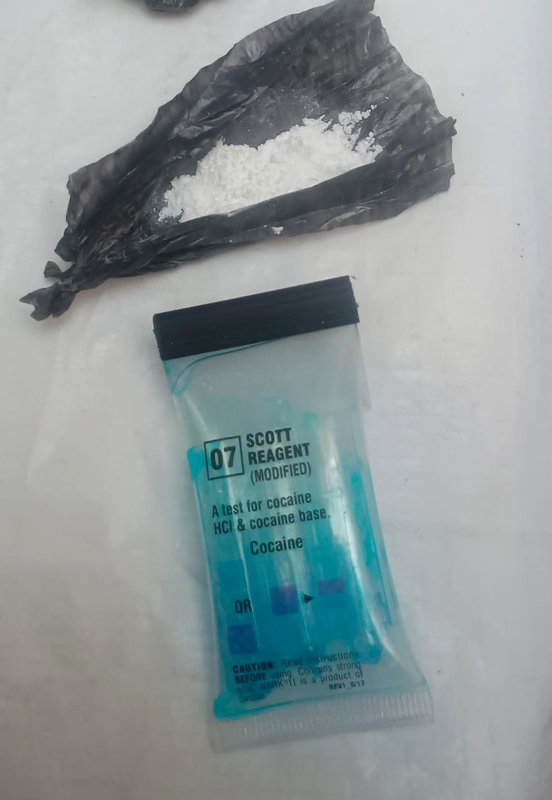 La cocaína fue identificada con un kit de reactivo