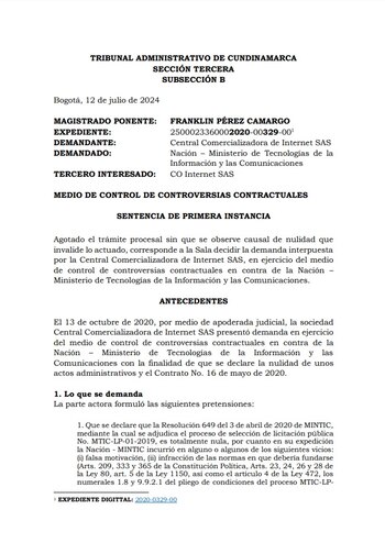 Esta es la sentencia del