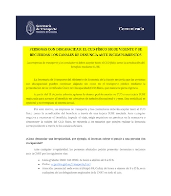 documento comunicado secretaria de transporte
