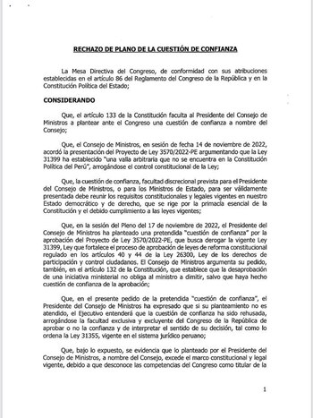 El borrador que se debatió