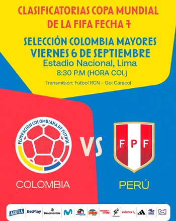 Colombia vs. Perú se jugará
