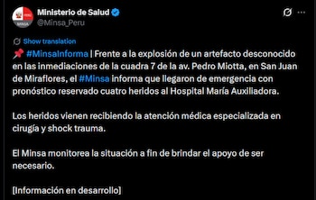 Comunicado del Ministerio de Salud