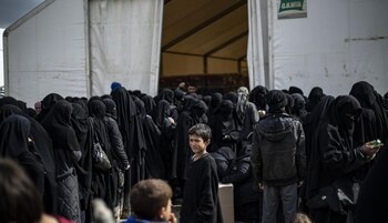 Refugiados en un centro de