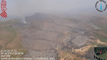 Situación del incendio de Segorbe en Castellón. (Emergències 112CV)