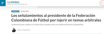 La denuncia que publicó el diario La Patria sobre la participación en designaciones arbitrales del presidente de la FCF, Ramón Jesurún - crédito La Patria
