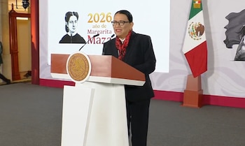 La titular de Segob, Rosa Icela Rodríguez, encabezó la conferencia mañanera de este viernes.
Crédito: Captura de Video