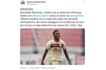 Gustavo Peralta informó sobre la noticia del médico de la selección de Panamá sobre lesión de Alberto Quintero.