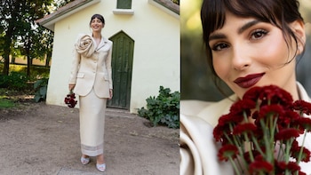 Andrea Duro comparte las fotografías de su boda civil con Guillermo Sánchez: una novia con traje de chaqueta y falda