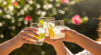 El agua saborizada de melón