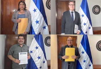 Algunos de los profesionales que han presentado su autopostulación para integrar el CNE y el TJE, en un proceso que continúa abierto y que busca renovar las autoridades electorales en Honduras. (FOTO: X)