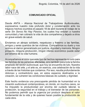 El grupo sindical lamentó lo sucedido y pidió acciones concretas de seguridad - crédito Anta / Instagram