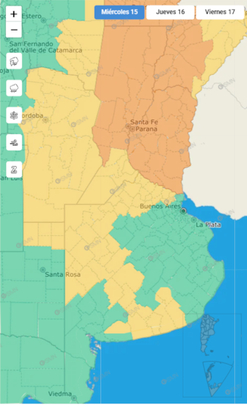 La alerta amarilla por tormenta del miércoles 15 de abril del SMN para Buenos Aires