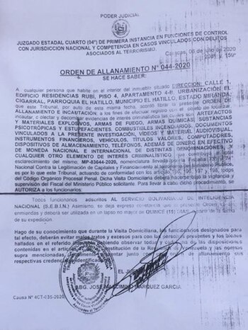 La orden de allanamiento del