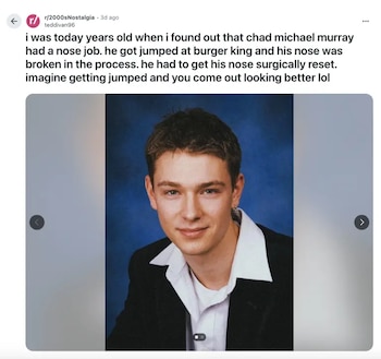 Un usuario de Internet compartió una imagen de Chad Michael Murray antes de su incidente. (Reddit)