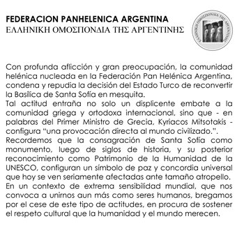 Comunicado de la Federación Pan