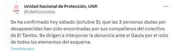 La UNP confirmó el hallazgo