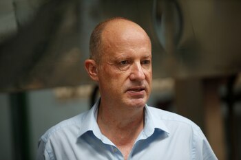 Alain Goetz, CEO of AGR (African Gold Refinery) speaks during an interview with Reuters at a refinery in Entebbe, Uganda, October 4, 2018. Picture taken October 4, 2018. To match Insight AFRICA-GOLD/REFINERIES REUTERS/Baz Ratner