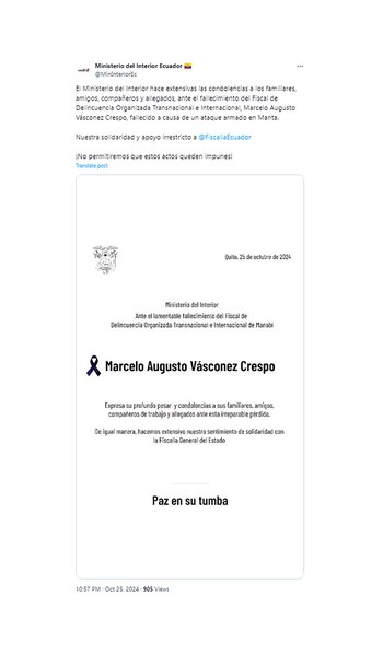 El mensaje del Ministerio del