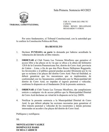 Resolución del Tribunal Constitucional