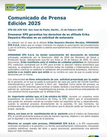 El comunicado fue emitido tras