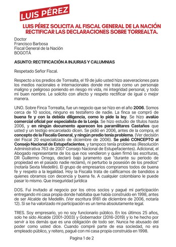 Tomada de Twitter. Pérez pide