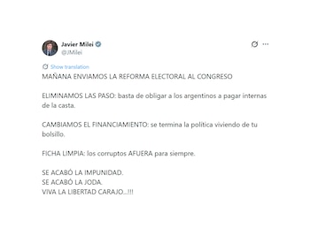 Tuit Javier Milei