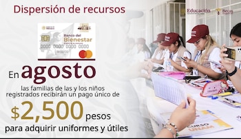 Julio León, Coordinador Nacional de Becas para el Bienestar, confirmó la fecha del primer depósito de la Beca Rita Cetina de Uniformes y Útiles Escolares para los niños de primaria que se registraron durante marzo (Cortesía)