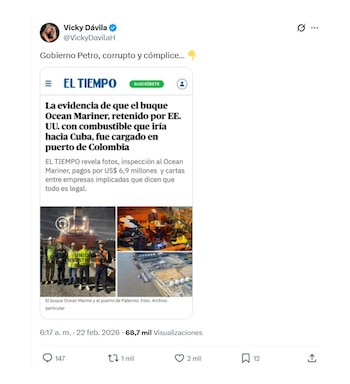 Vicky Dávila y la controversia por buque petrolero